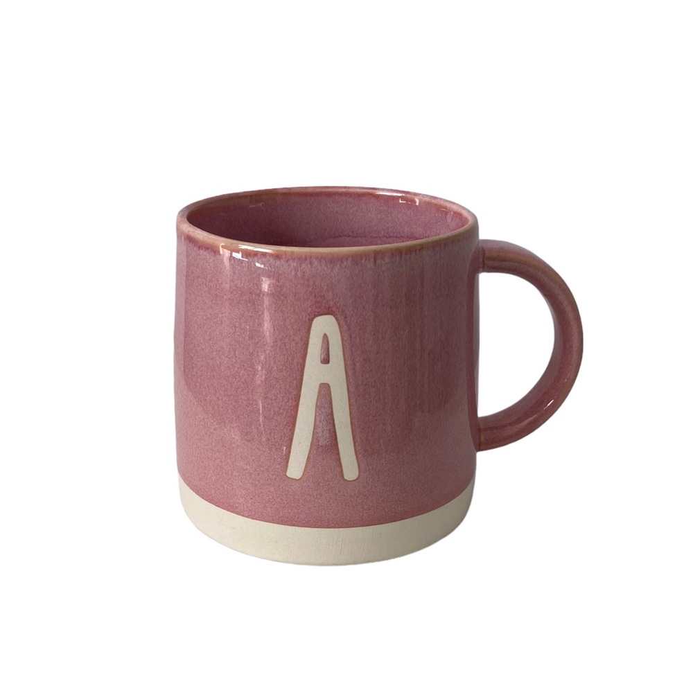 Spring Summer Chic Monogram Initial‎ A Stoneware Coffee Mug Pink
